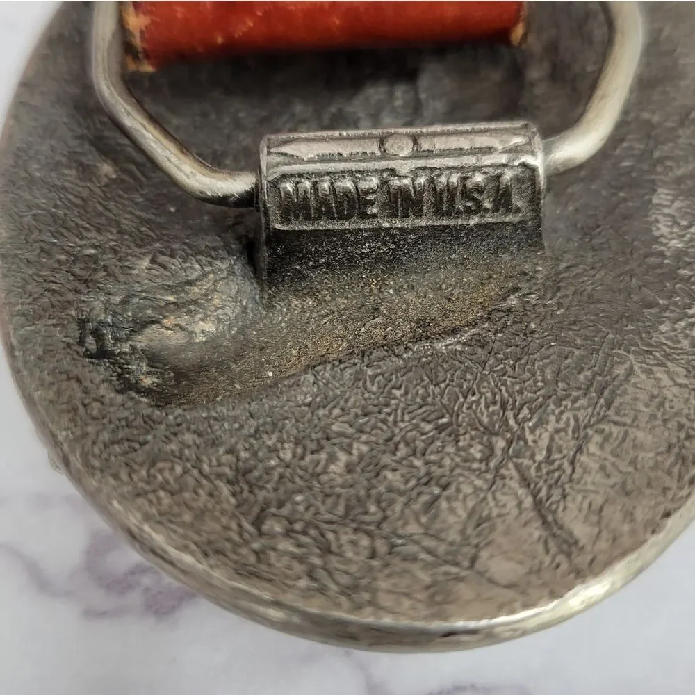 Winston Vintage Leather Belt with Silver Tone Buckle